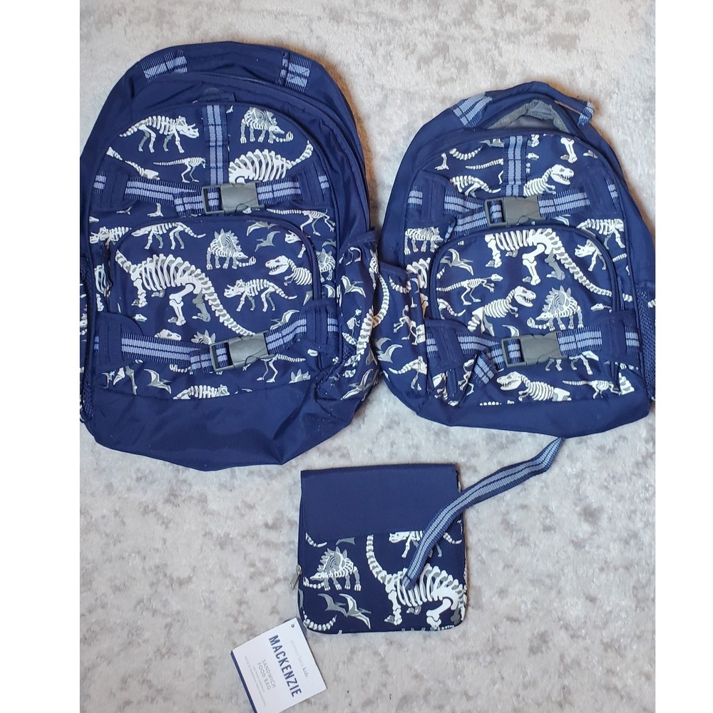 Pottery Barn Glow Dino Skeleton Backpacks: Large, Small, & Food Bag